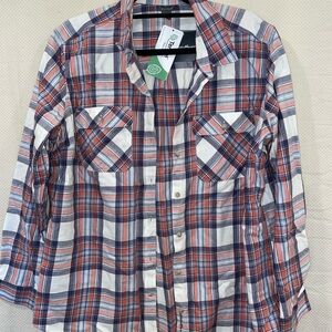 Eddie Bauer Red and Blue Plaid Button Down Shirt